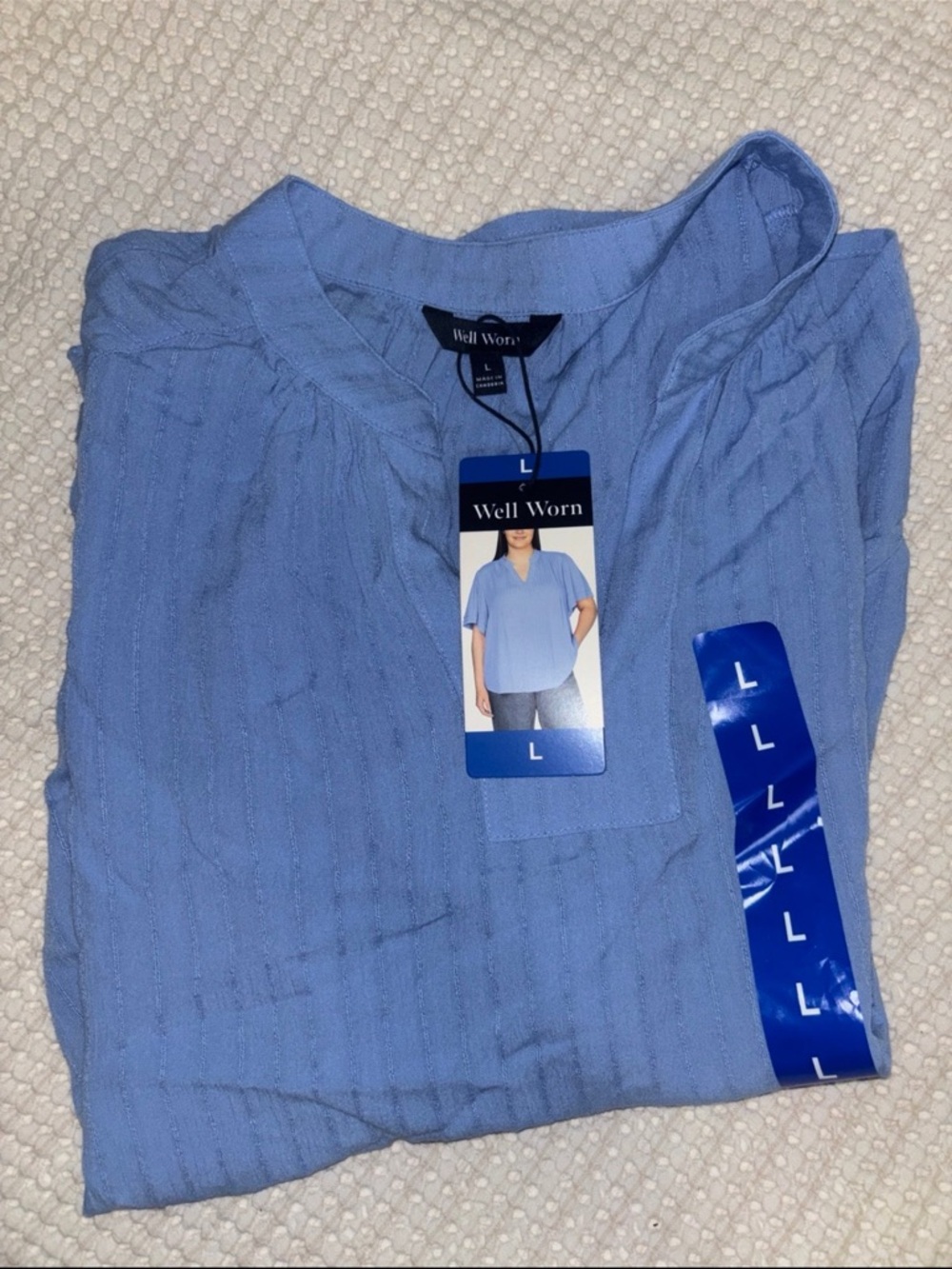 Well Worn Sky Blue V-Neck Short Sleeve Top